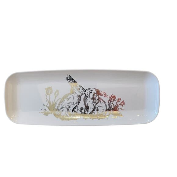 3pc Rachel Ashwell Metallic BUNNIES Disposable Serving Platters White New - Picture 2 of 15